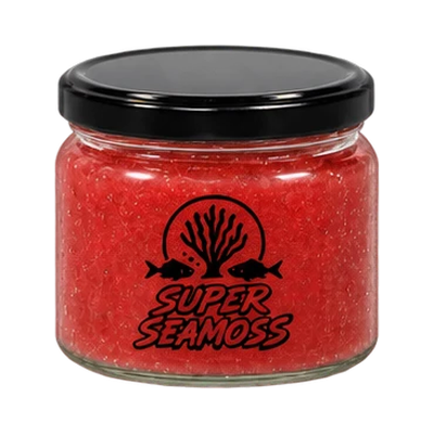 Ruby Radiance Seamoss jar with a smooth black lid