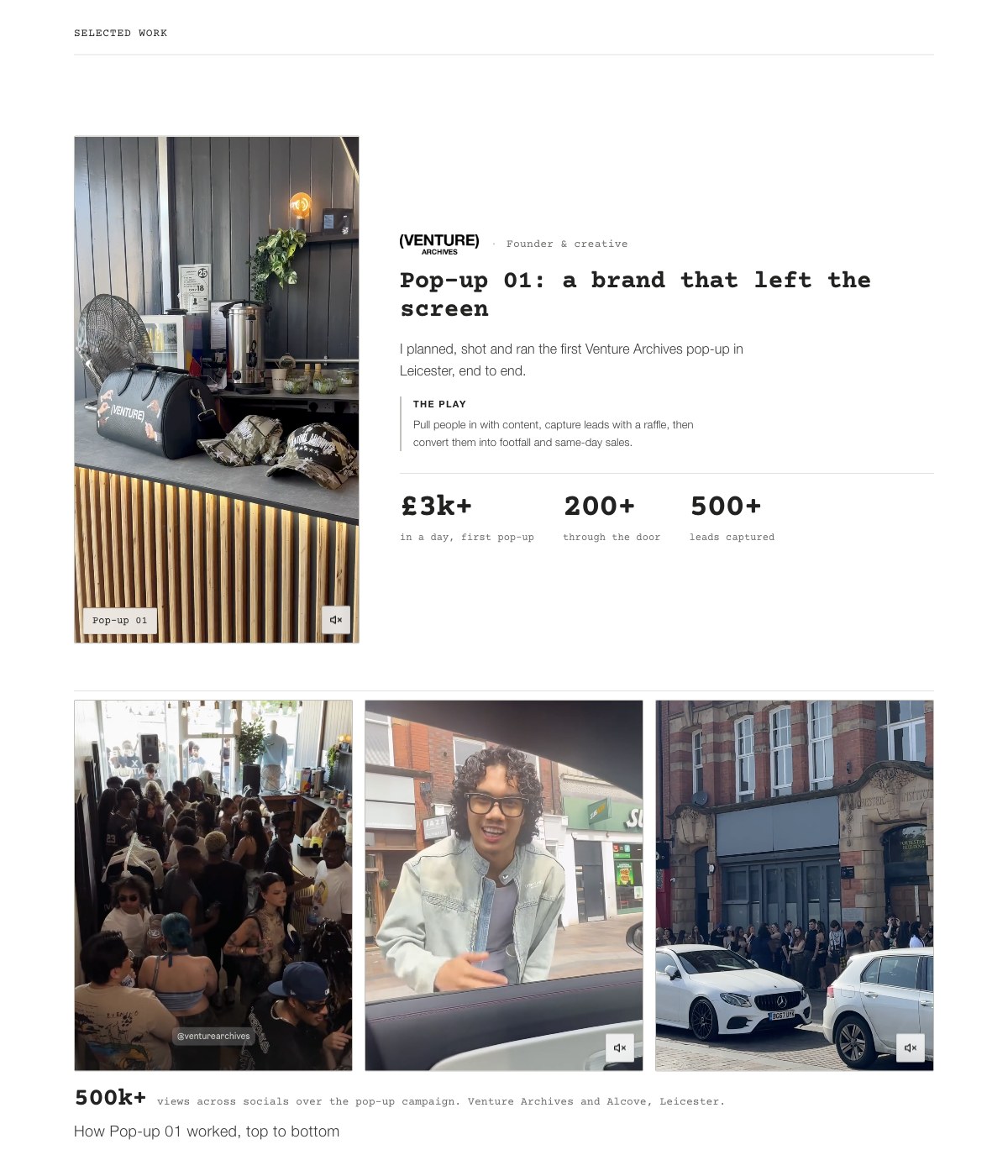 From Paul: Pop-up case study