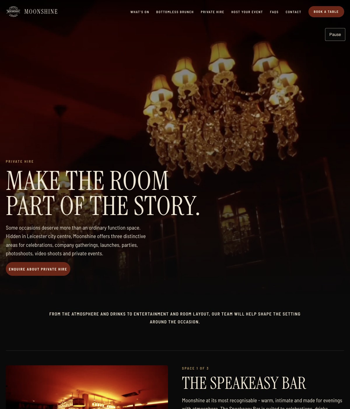 Moonshine: Venue & private hire