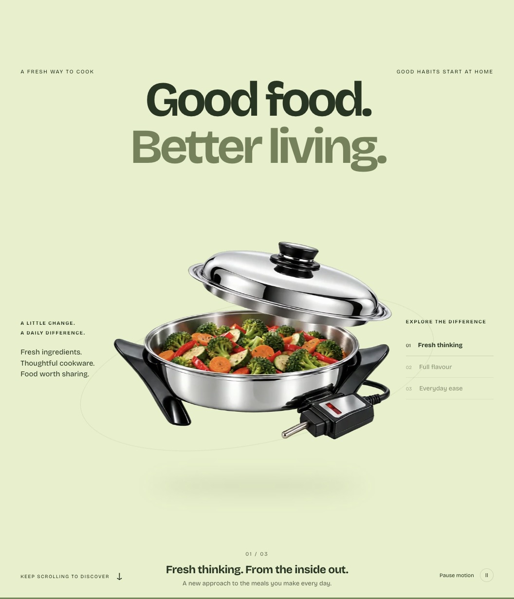 Nutrients93: an open skillet of fresh vegetables beneath Good food. Better living.